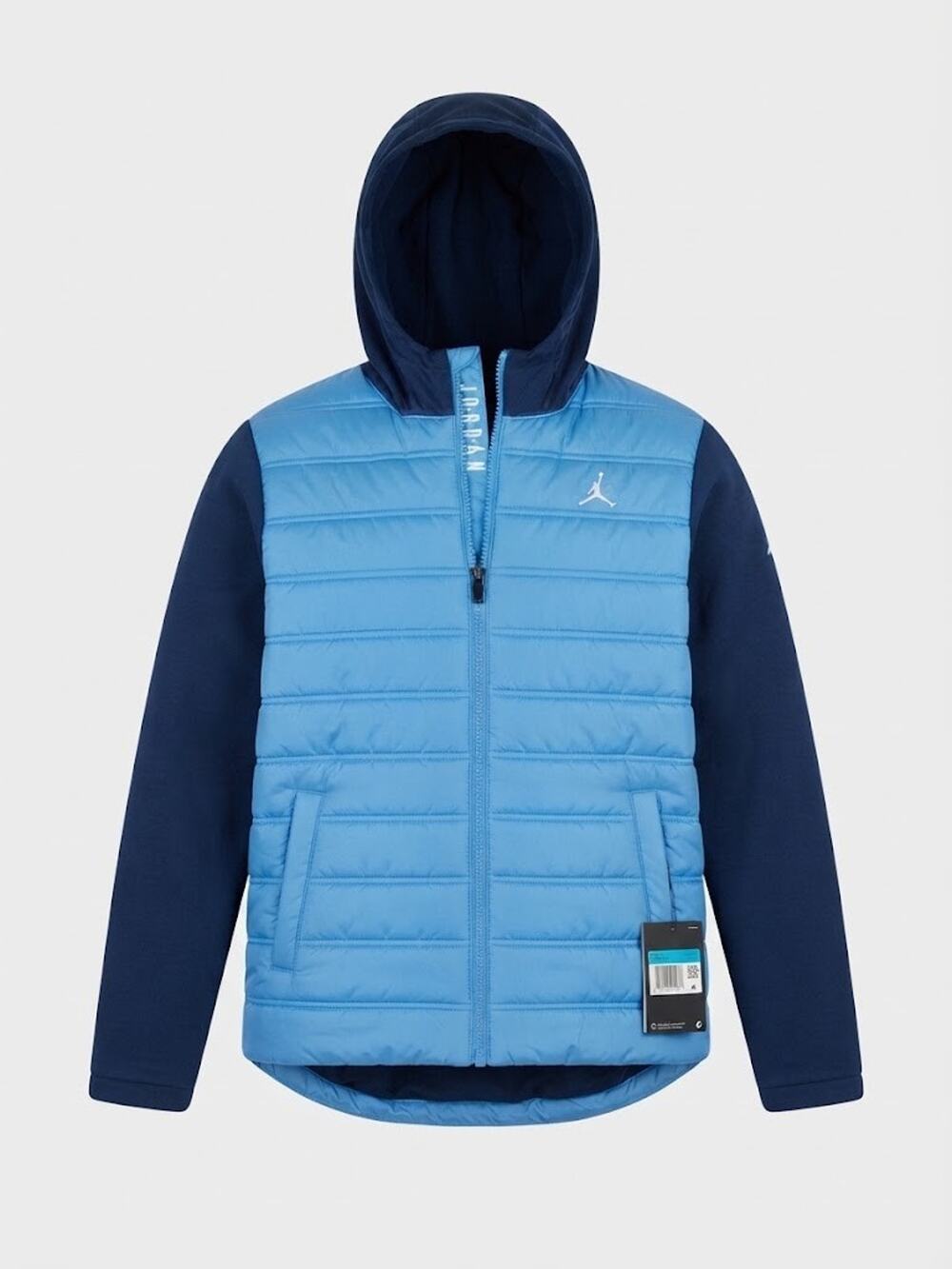 Jordan Boys Legend Blue Puffer Vest Hybrid Jacket Full Zip Hoodie Size XL 13-15Y